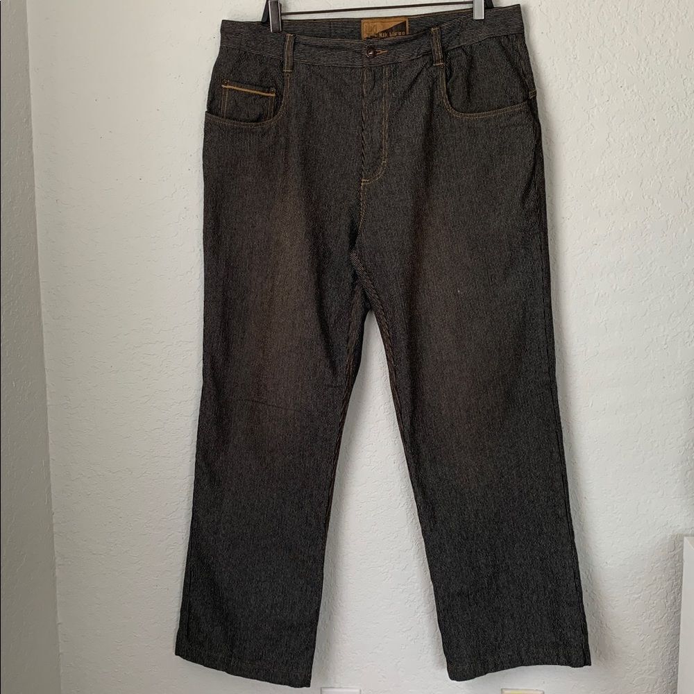 Kik Wear Men’s Black Striped Denim Jeans Size 38